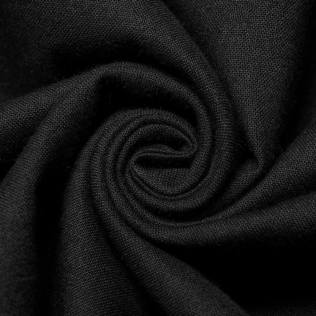 Punk Rave Men's Gothic Strappy Stand Collar Ruffled Shirt