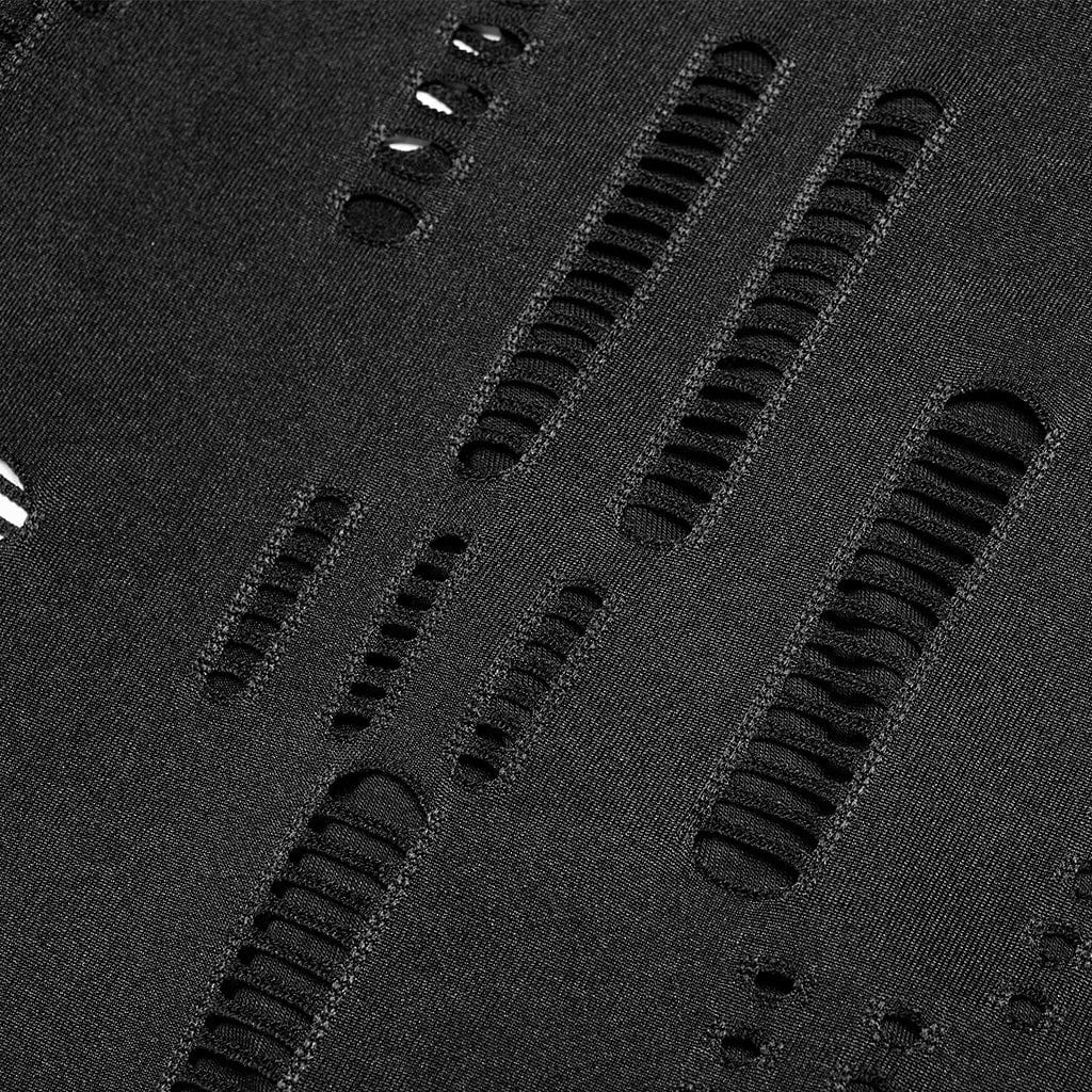 PUNK RAVE Men's Gothic Striped Splice Ripped Hoodies