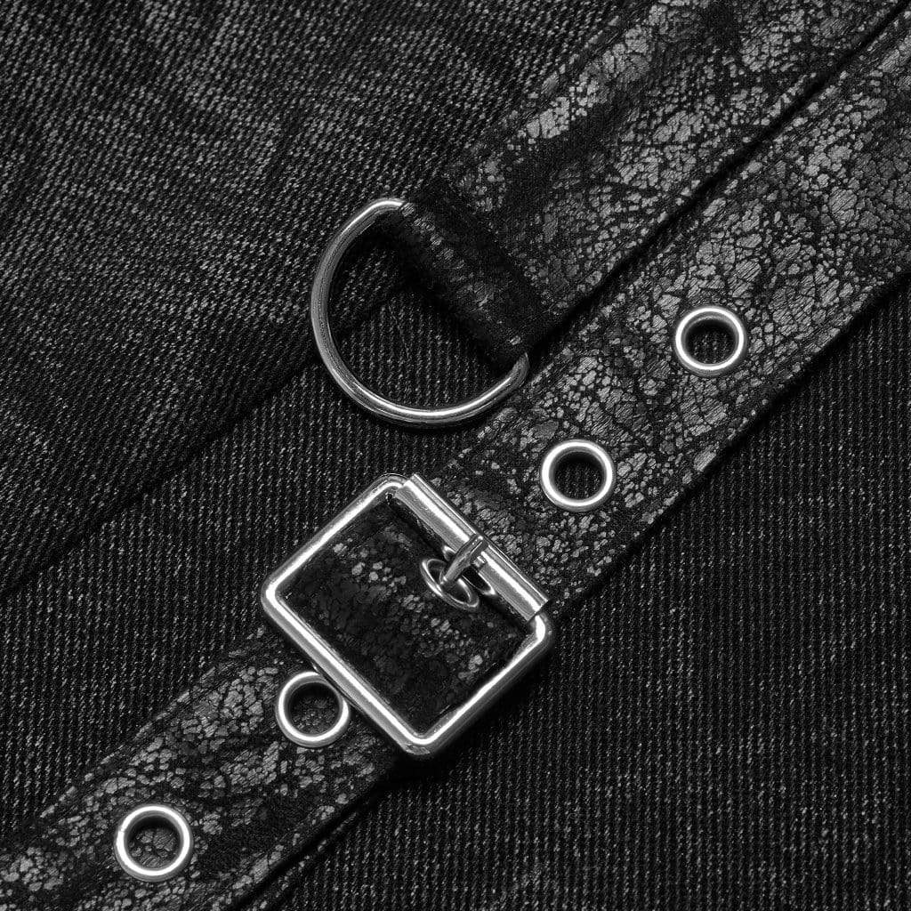 Punk Rave Men's Gothic Unedged Buckle Splice Kilt