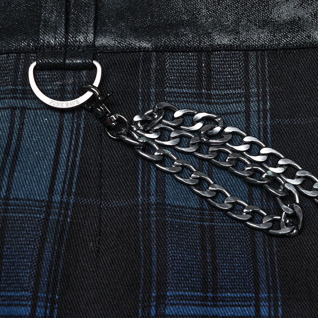 PUNK RAVE Men's Punk Color Gradient Plaid Kilt