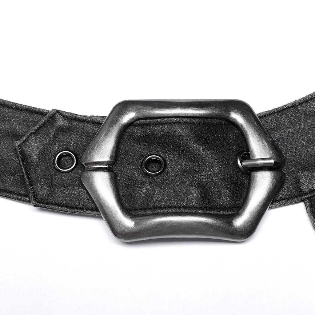 PUNK RAVE Men's Punk Distressed Buckles Harness with Bag