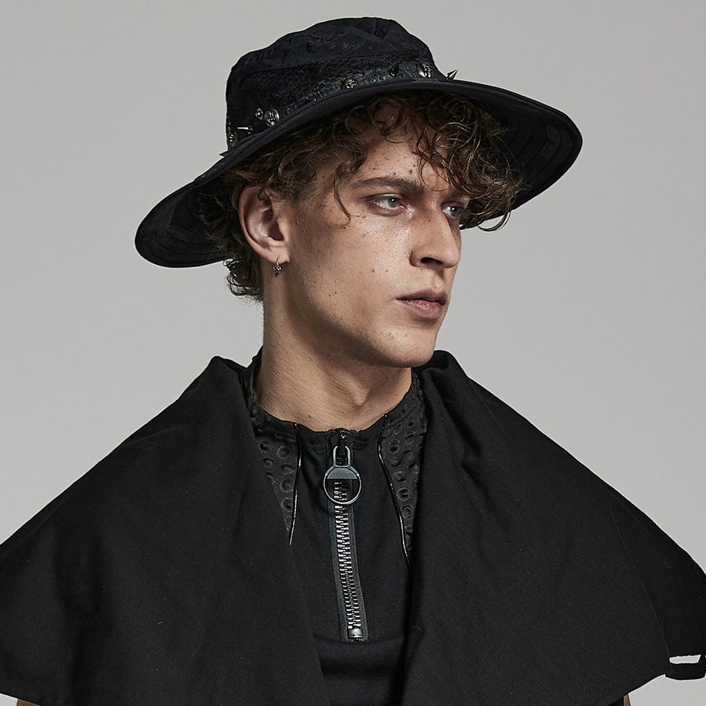 PUNK RAVE Men's Punk Distressed Rivet Hat