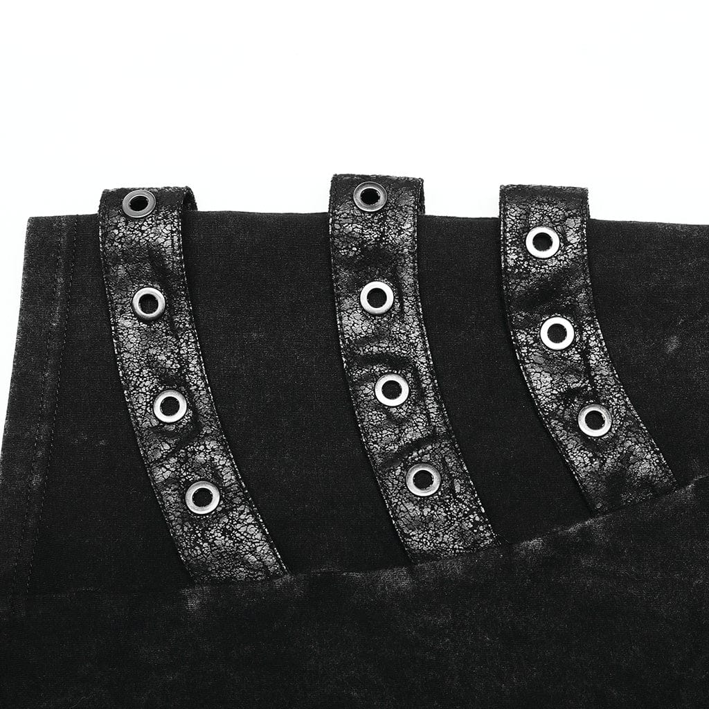 PUNK RAVE Men's Punk Irregular Distressed Tank Top with Hood