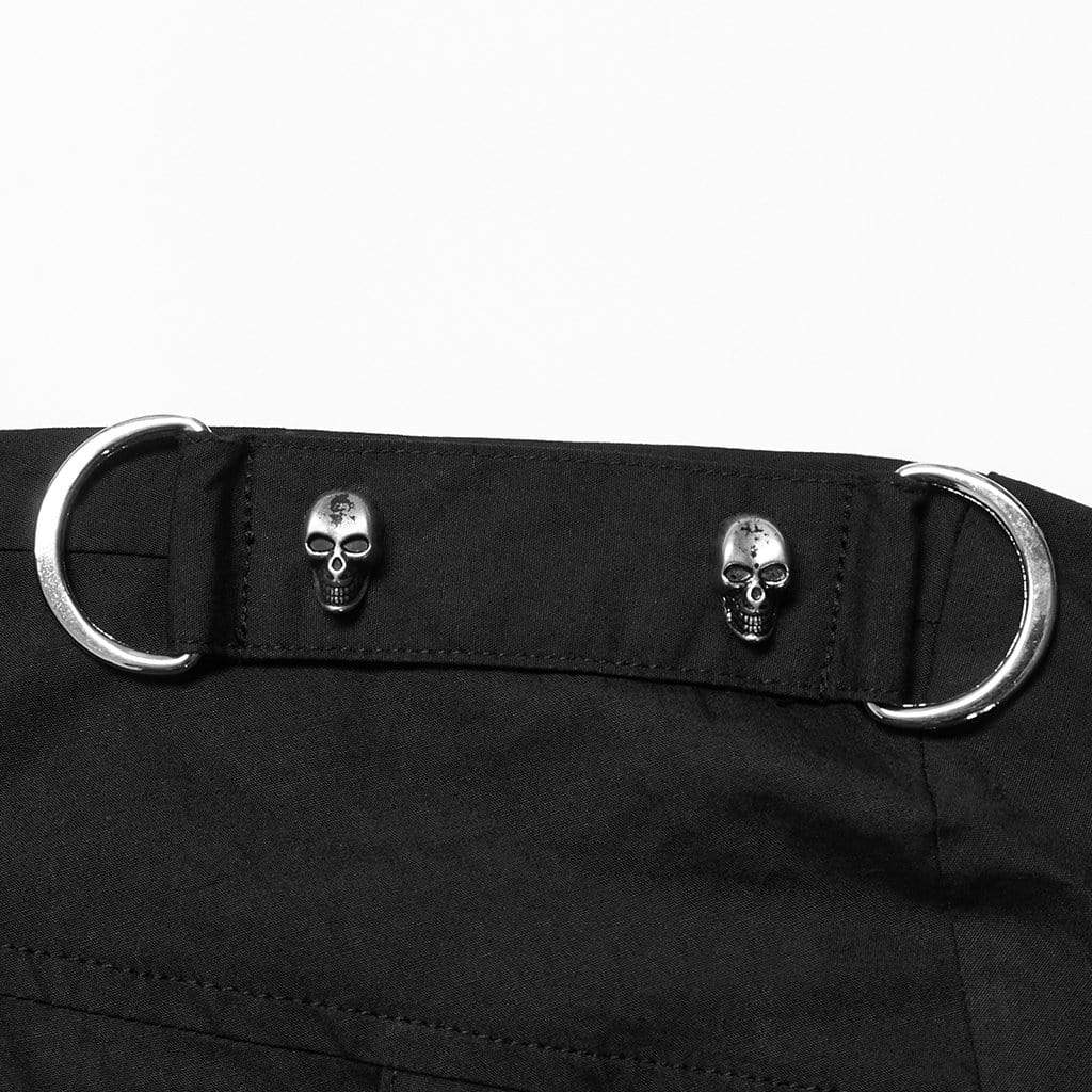 Punk Rave Men's Punk Irregular Skull Buckle Shirt