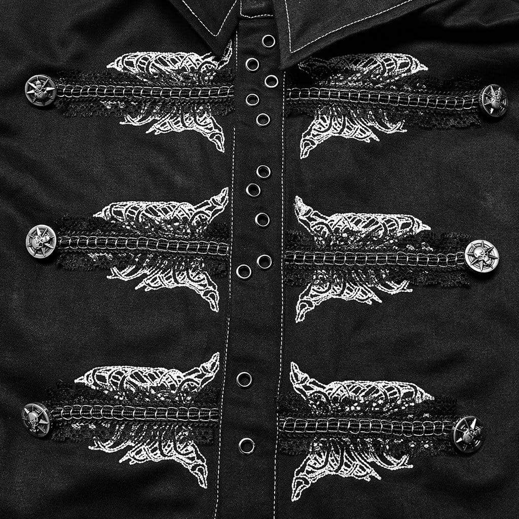Punk Rave Men's Punk Skull Embroidered Shirt