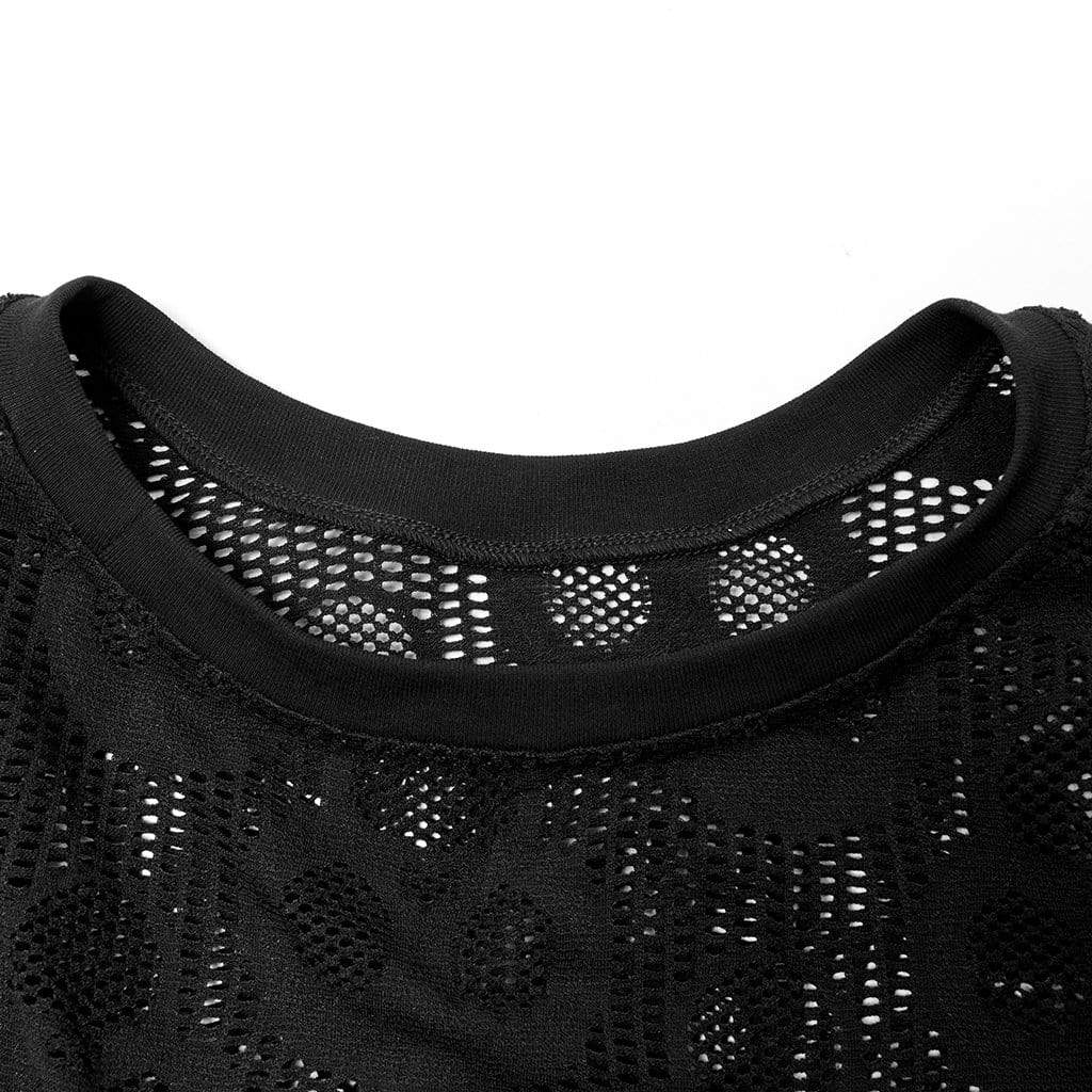 Punk Rave Men's Punk Skull Mesh Sheer T-shirt