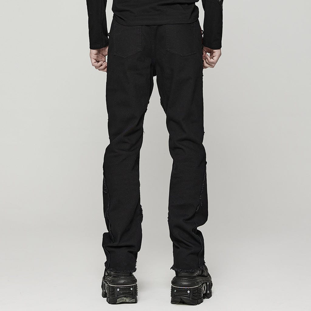 PUNK RAVE Men's Punk Spider Mesh Splice Pants