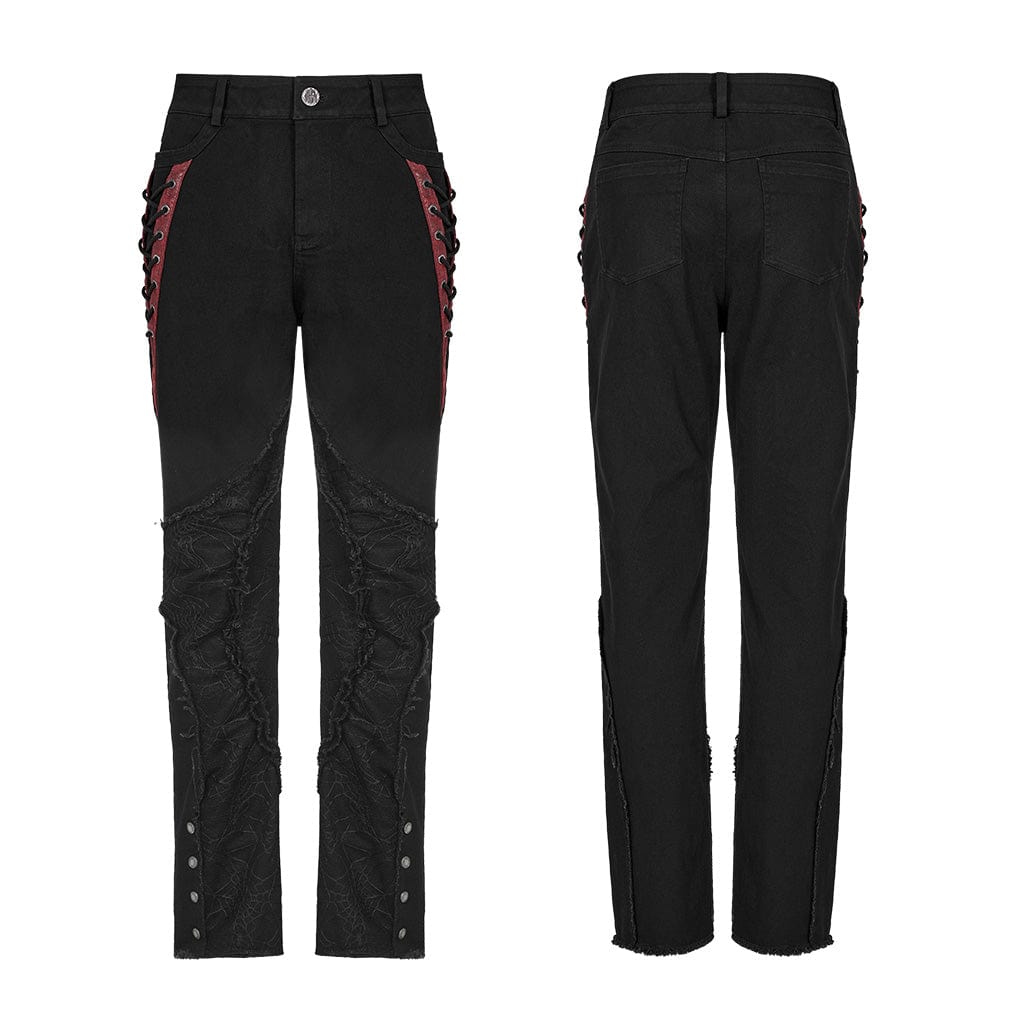 PUNK RAVE Men's Punk Spider Mesh Splice Pants