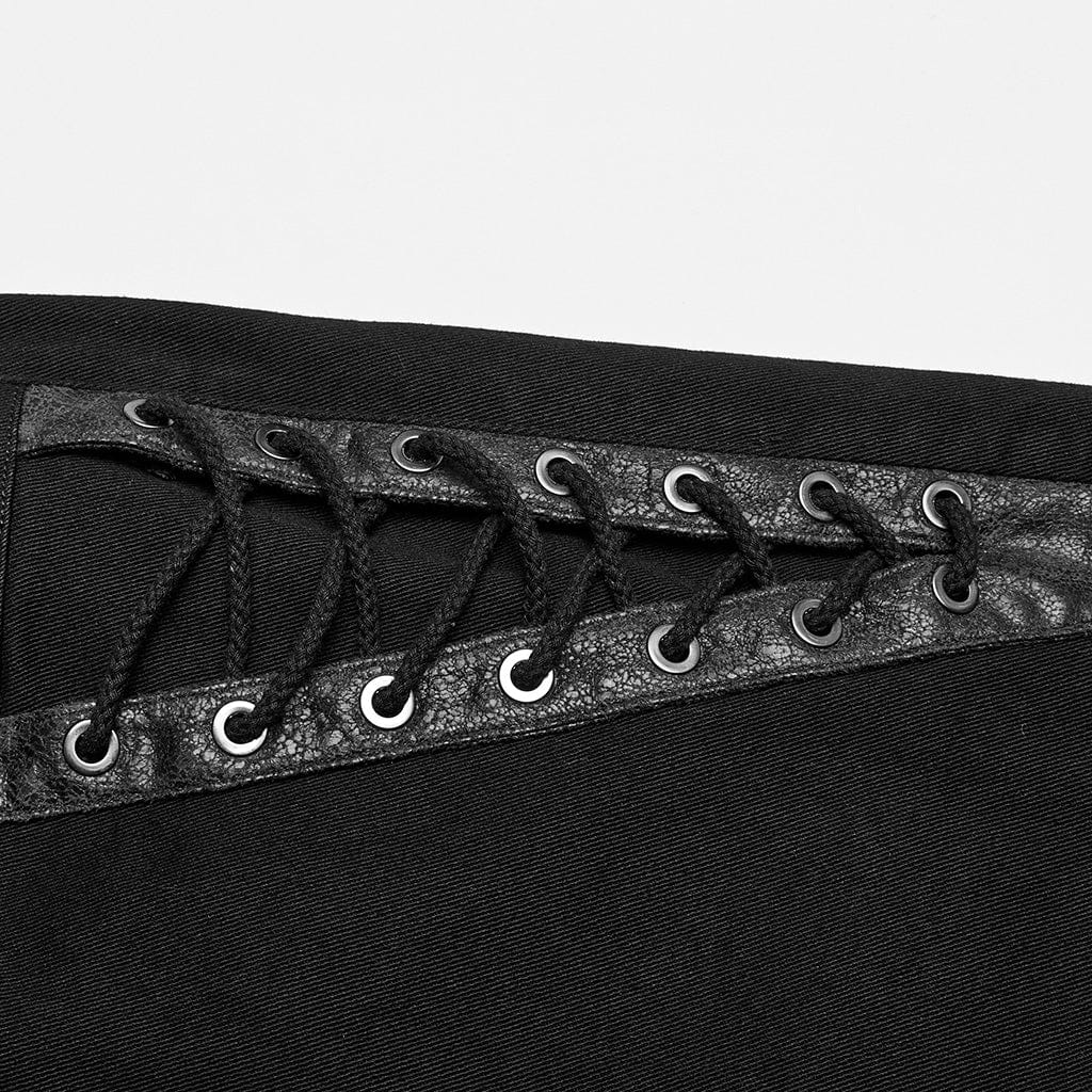 PUNK RAVE Men's Punk Spider Mesh Splice Pants