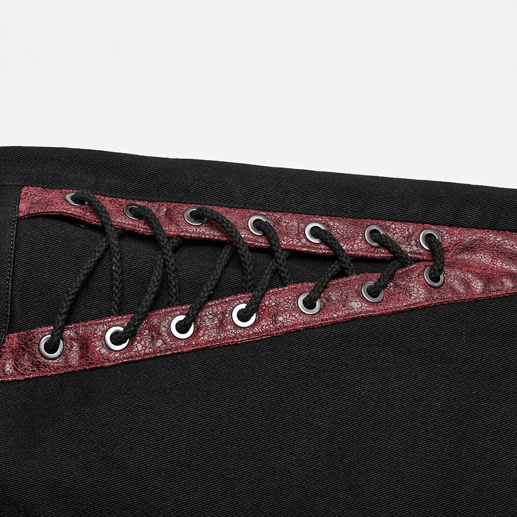 PUNK RAVE Men's Punk Spider Mesh Splice Pants