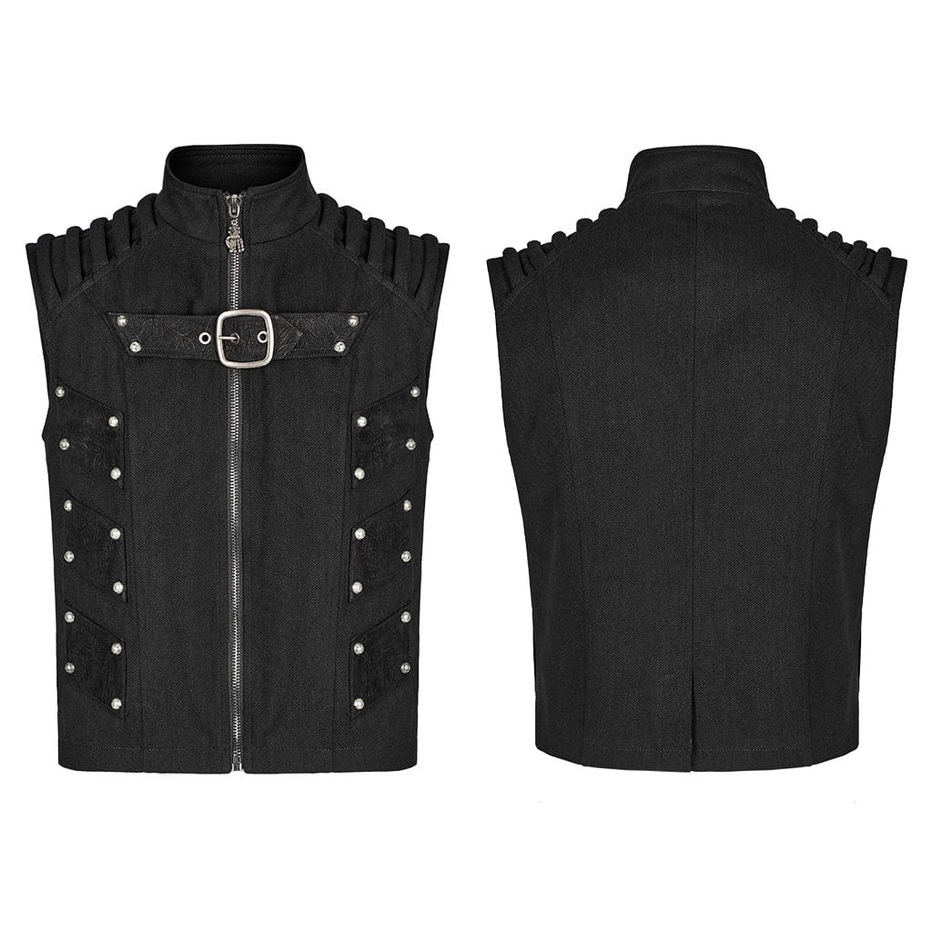 PUNK RAVE Men's Punk Stand Collar Vest