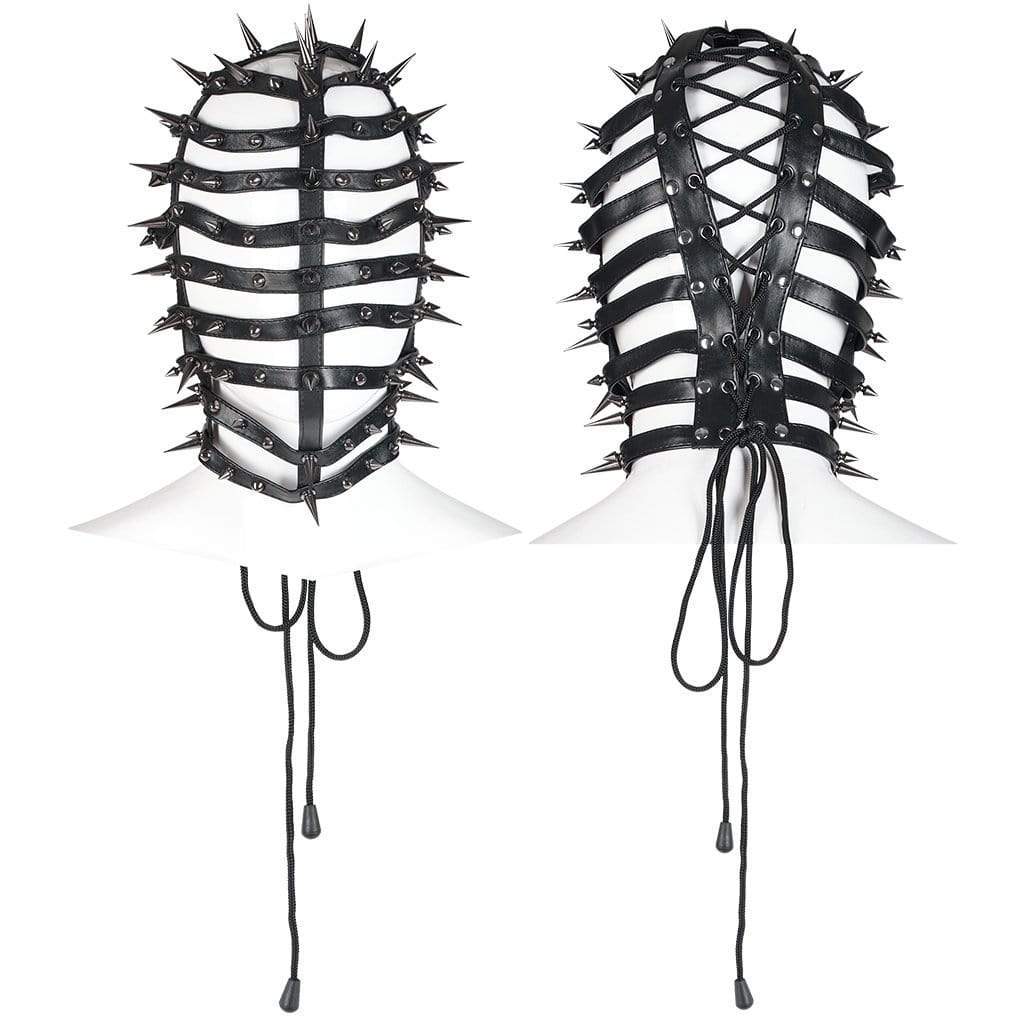 Punk Rave Men's Punk Strappy Rivet Cone Mask