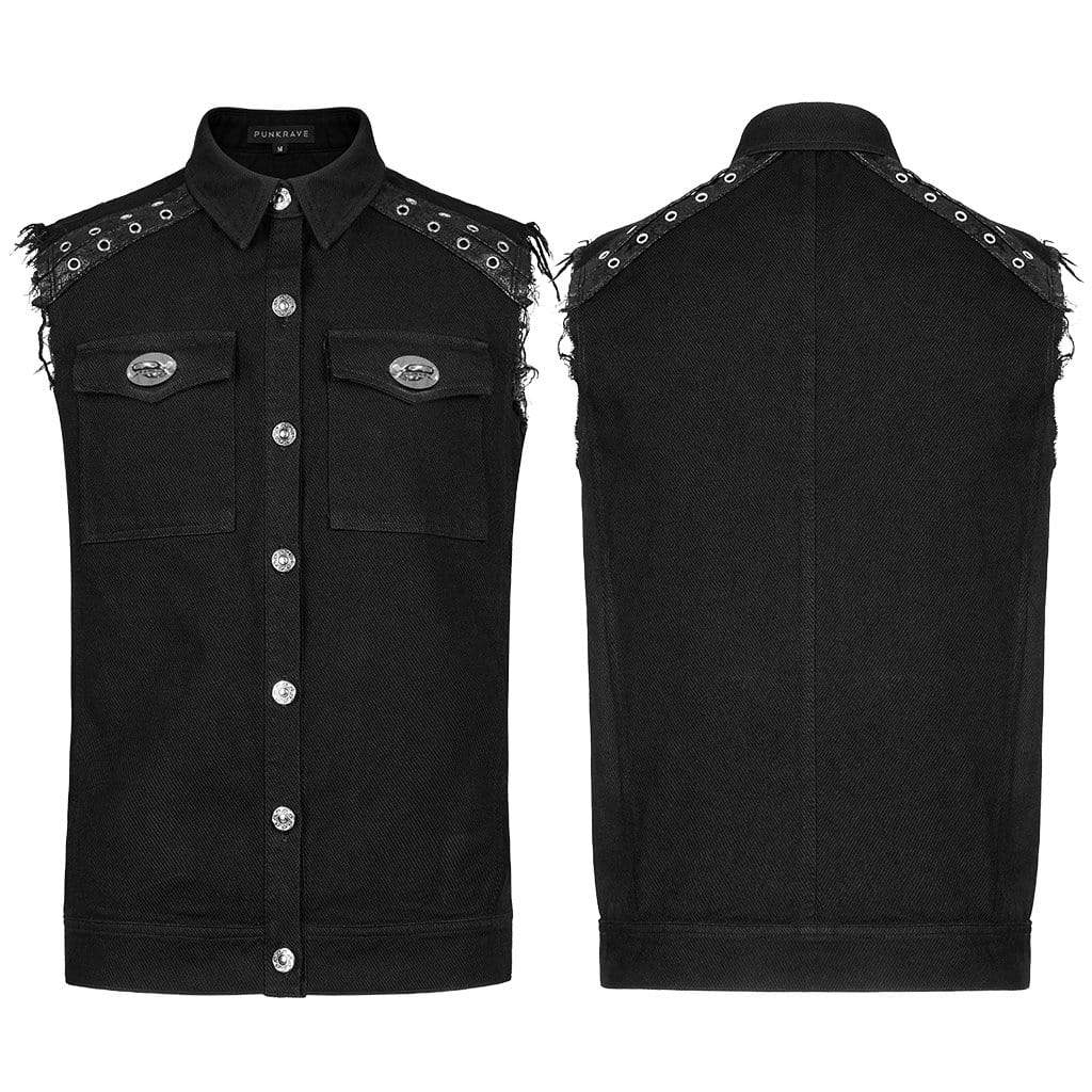 Punk Rave Men's Punk Turn-down Collar Unedged Waistcoat