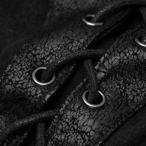 Men's Punk Zipper Lace Up T Shirt With Straps