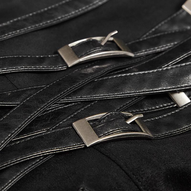 Men's Steampunk Buckle Up Side Slit Maxi Skirt