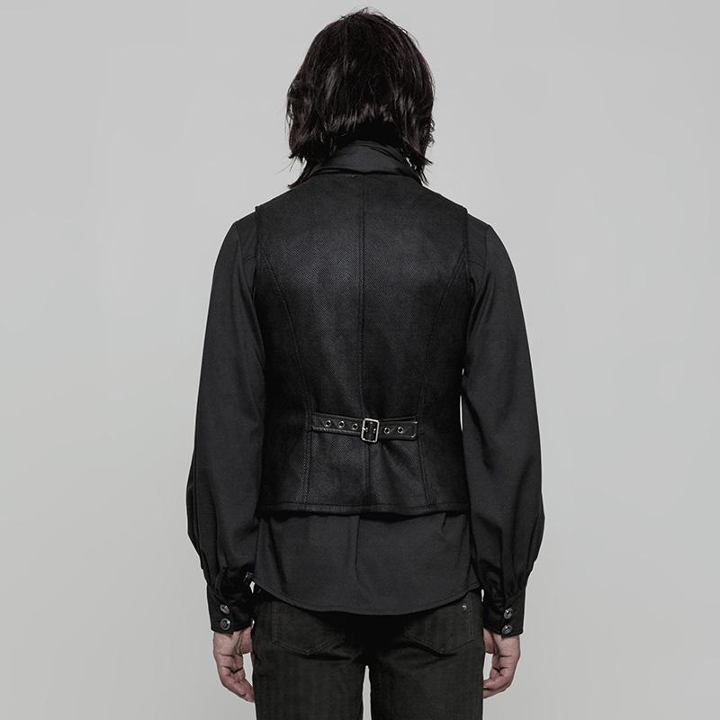 Punk Rave Men's Steampunk V-neck Metal Buckles Deco Waistcoat Vest Y862