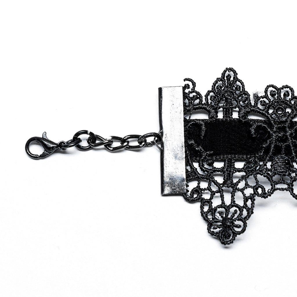 PUNK RAVE Women's Gothic Beaded Lace Choker