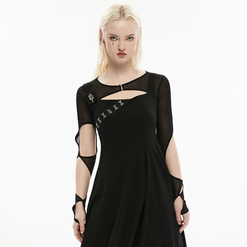 Punk Rave Women's Gothic Cutout Sheer Mesh Cape