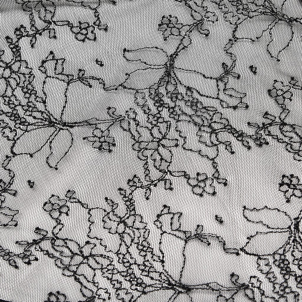 PUNK RAVE Women's Gothic Flare Sleeved Sheer Lace Shirt