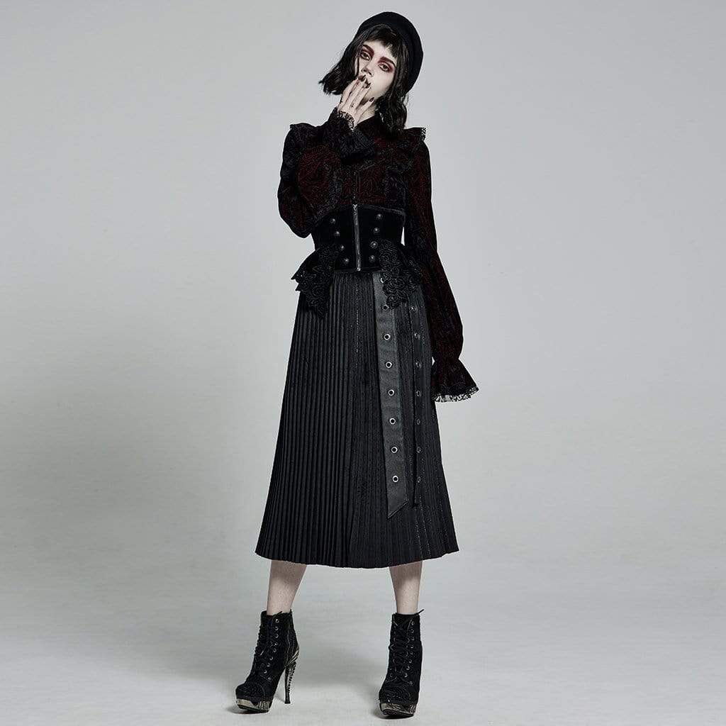 Women's Gothic Floral Front Zip Underbust Corsets