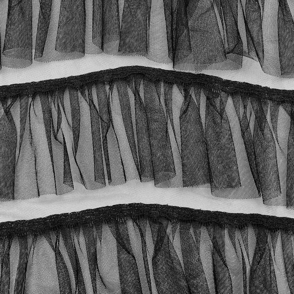 PUNK RAVE Women's Gothic Irregular Layered Mesh Skirt