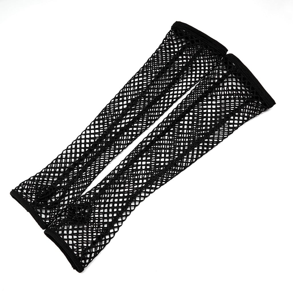 PUNK RAVE Women's Gothic Lolita Multilayer Mesh Dress with Sleeves