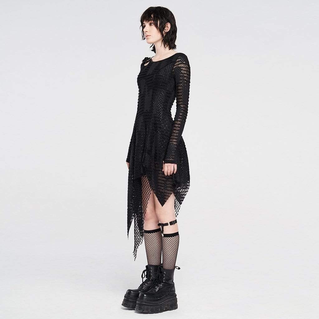 Women's Gothic Net Ripped Irregular Dresses