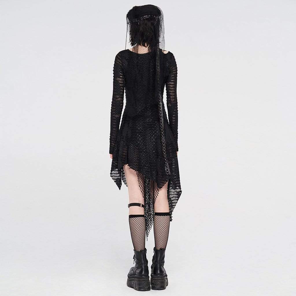 Women's Gothic Net Ripped Irregular Dresses