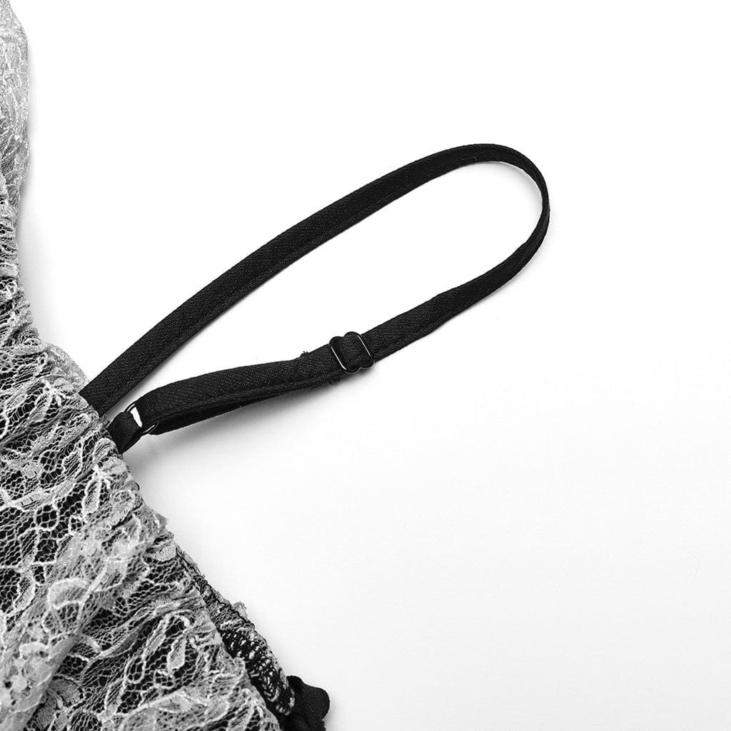 PUNK RAVE Women's Gothic Off Shoulder Lace Splice Dress