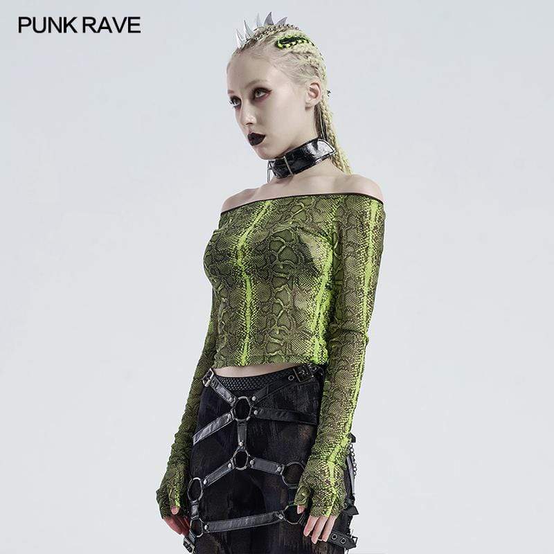 Women's Gothic Off-shoulder Snakeskin Crop Tops