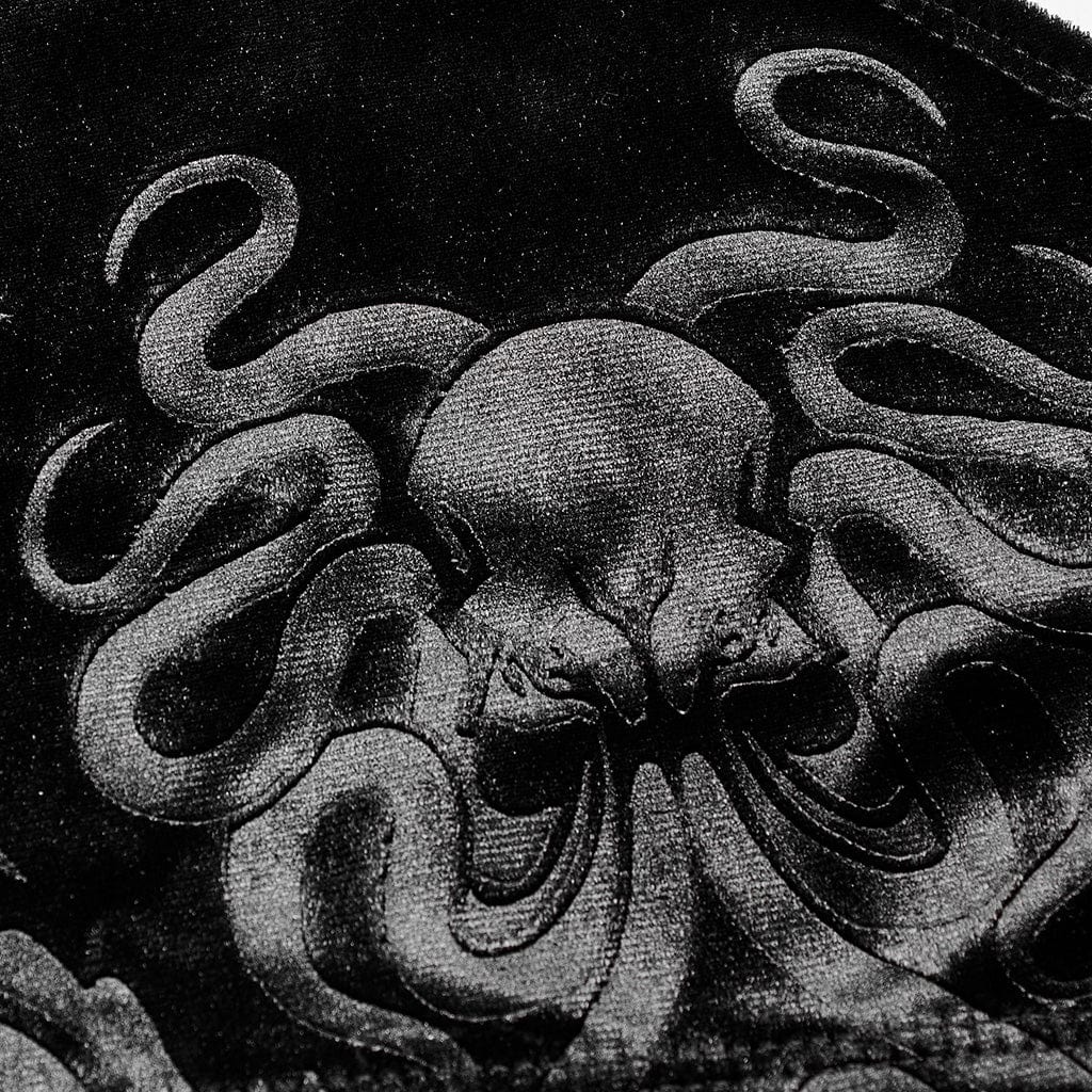 PUNK RAVE Women's Gothic Strappy Halterneck Embossed Velvet Bustier