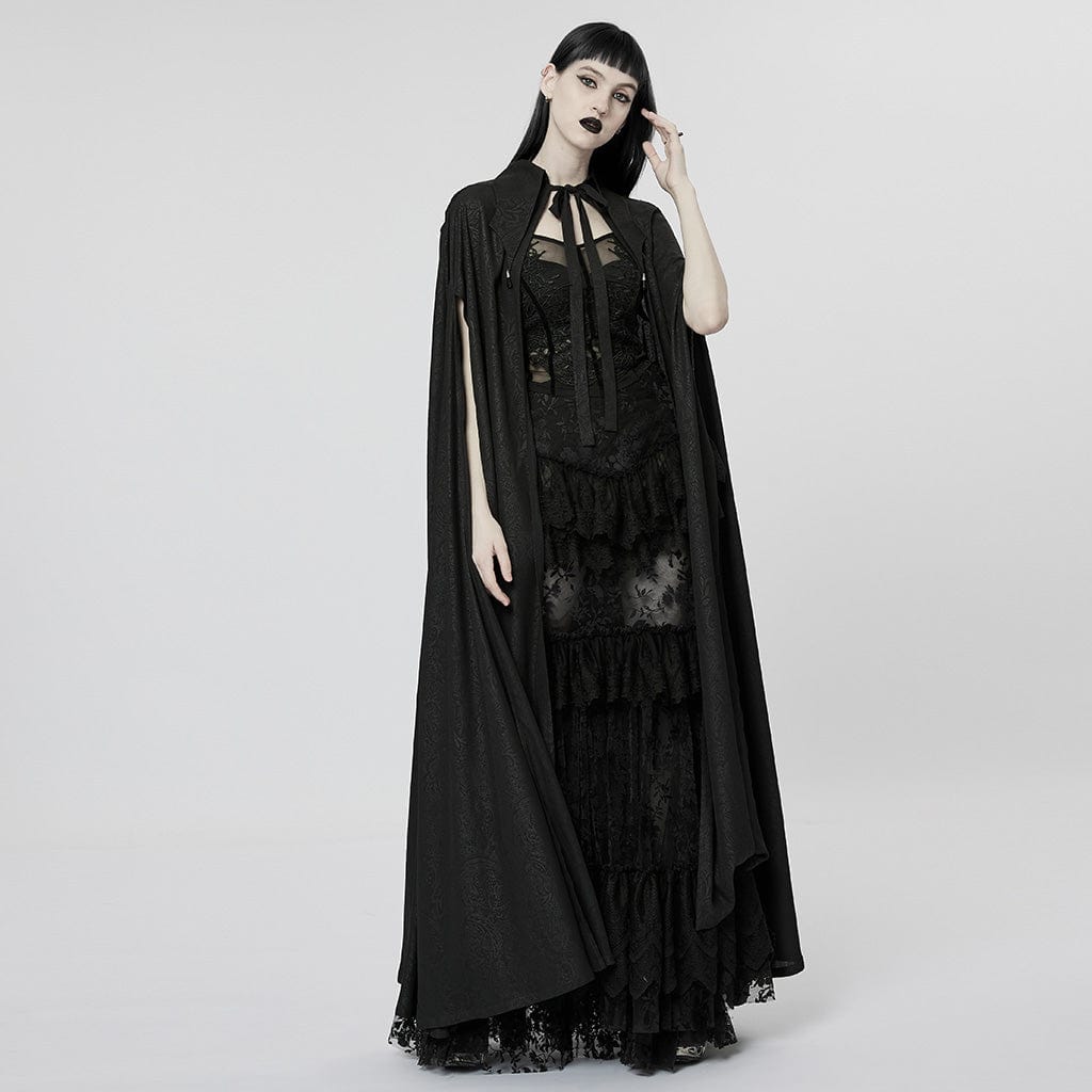 PUNK RAVE Women's Gothic Turn-down Collar Long Cloak