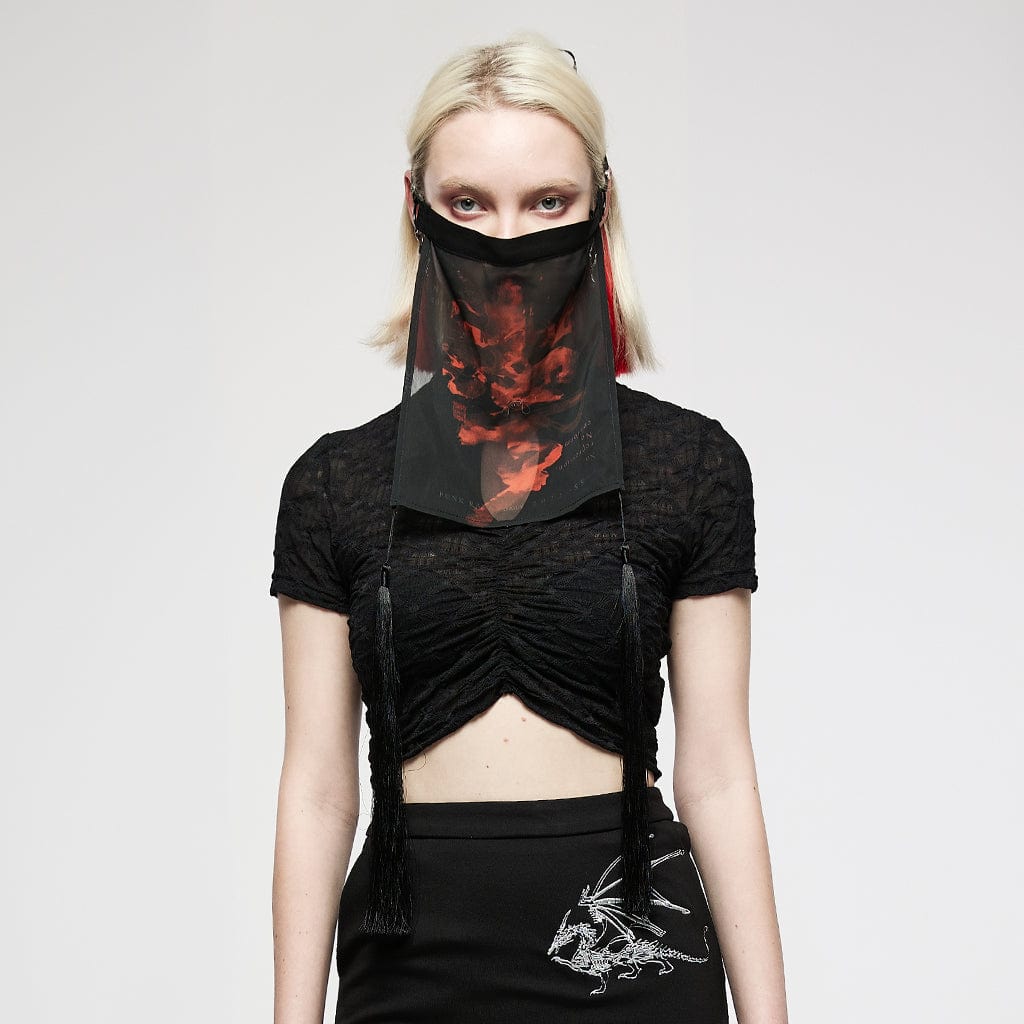 Punk Rave Women's Gothic Vintage Tie-dye Chiffon Veil