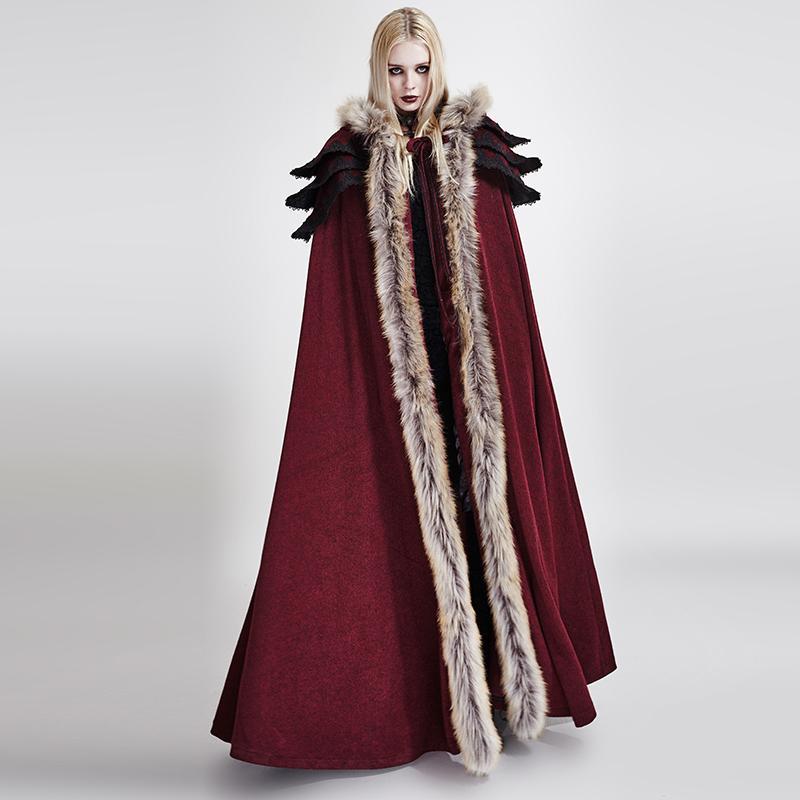 Women's Gothic Woolen Hooded Maxi Coat