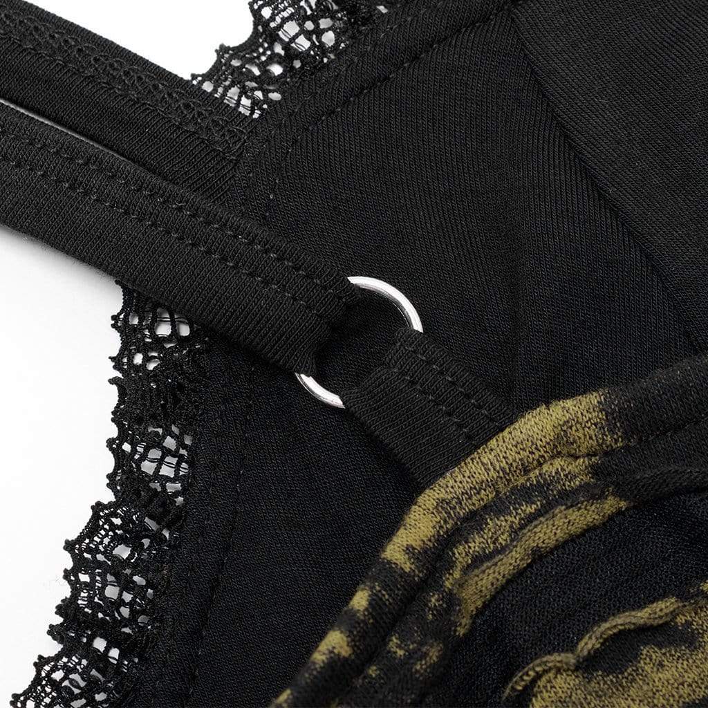 Punk Rave Women's Grunge Double Color Side Slit Slip Dress