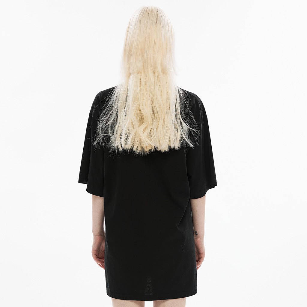 Punk Rave Women's Grunge Faceless Cat Casual Tee