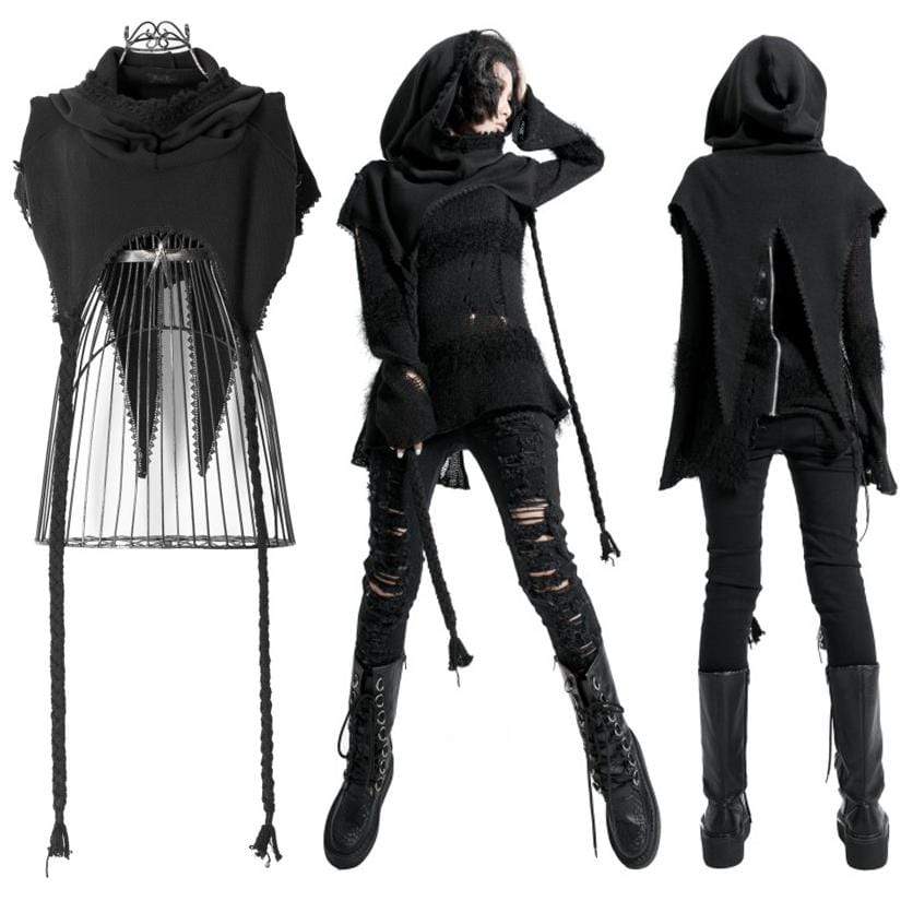 Women's Grunge Ripped Hooded Capes