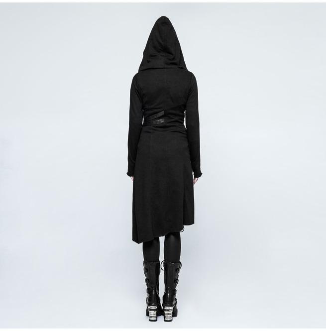 Women's Military Hooded Asymmetric Knitted Coat With Belt