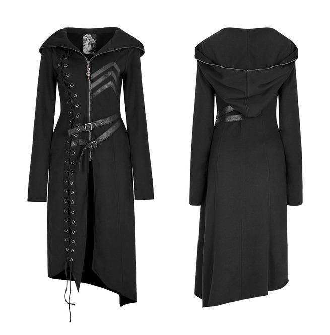Women's Military Hooded Asymmetric Knitted Coat With Belt