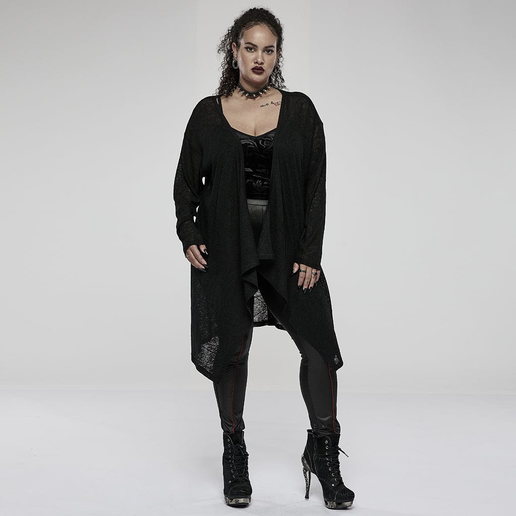 Punk Rave Women's Plus Size Gothic Back Skull Kimono Cardigan