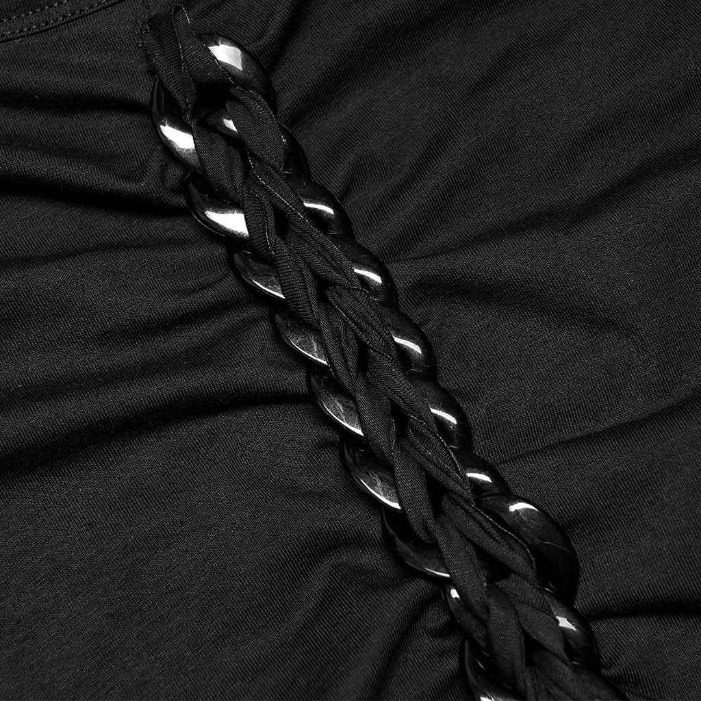 Punk Rave Women's Plus Size Gothic Off Shoulder Ruffles Long Sleeved Top