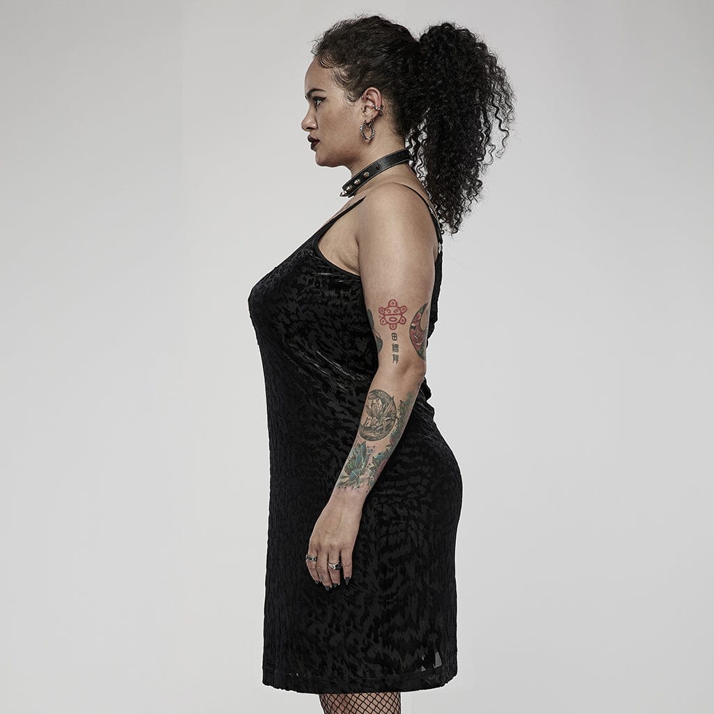 Punk Rave Women's Plus Size Gothic Vintage Floral Slip Dress