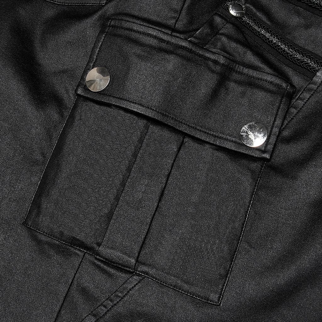 Punk Rave Women's Plus Size Punk Front Zip Faux Leather Wrapped Skirt