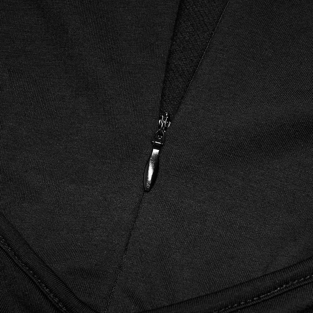 Punk Rave Women's Plus Size Punk High Collar Ripped Long Sleeved Black Little Dress