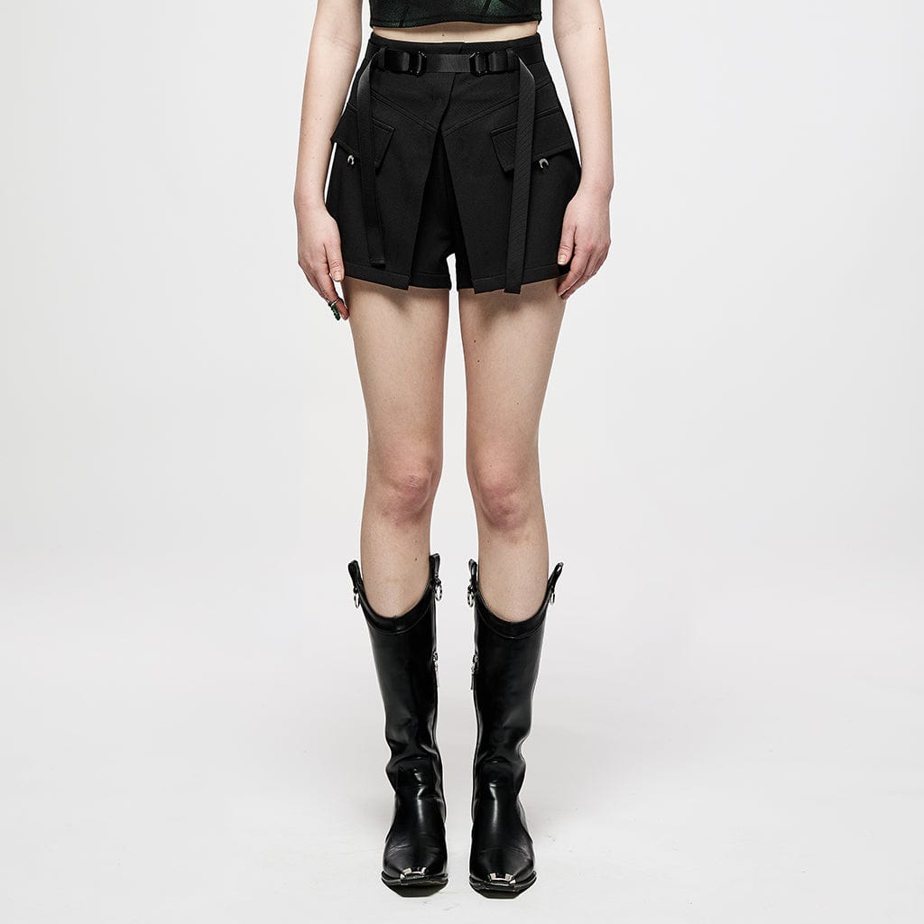 Punk Rave Women's Punk A-line Cargo Shorts with Belt