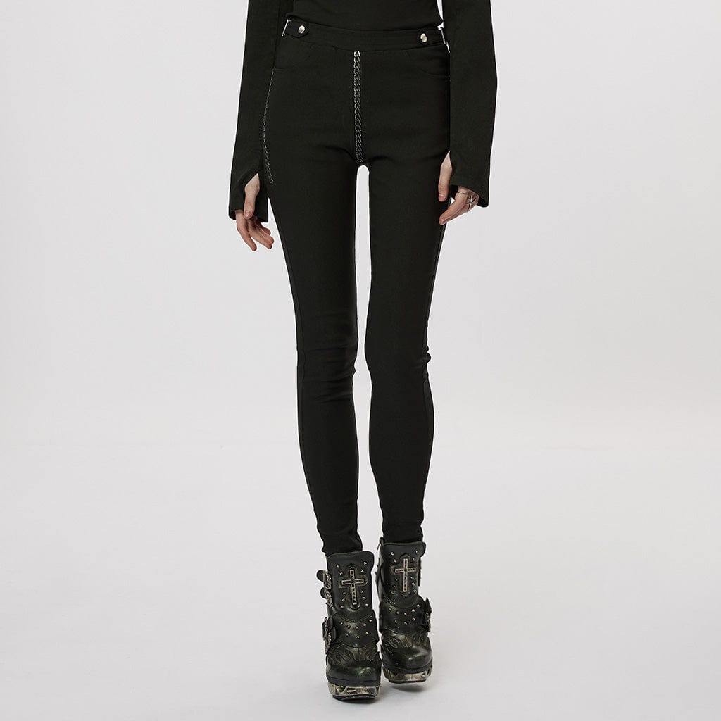 PUNK RAVE Women's Punk Chain Printed Leggings