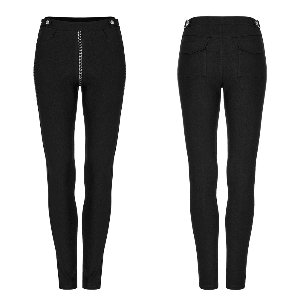 PUNK RAVE Women's Punk Chain Printed Leggings