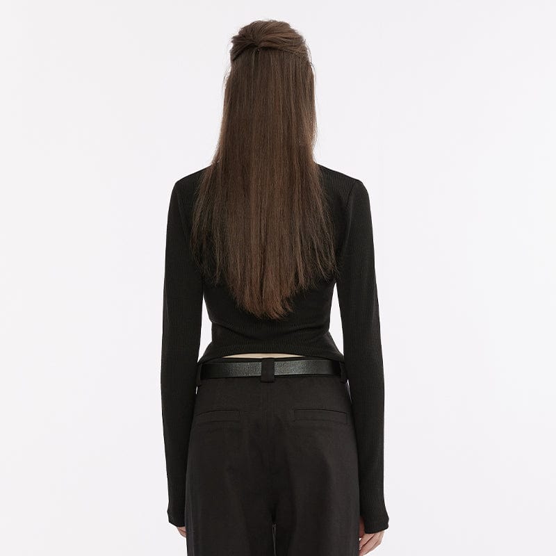 PUNK RAVE Women's Punk Cross Embroidered Zipper Cardigan