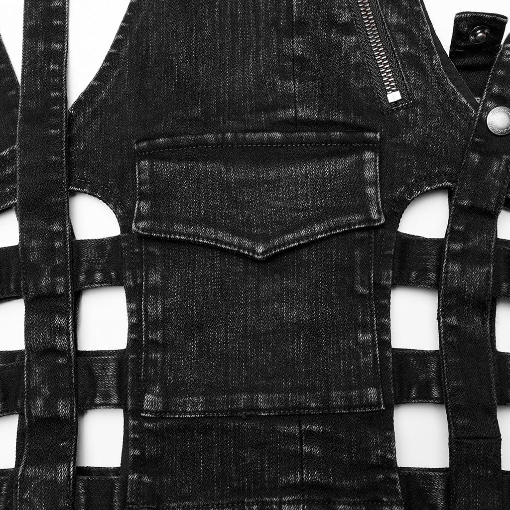 PUNK RAVE Women's Punk Distressed Detachable Skirt