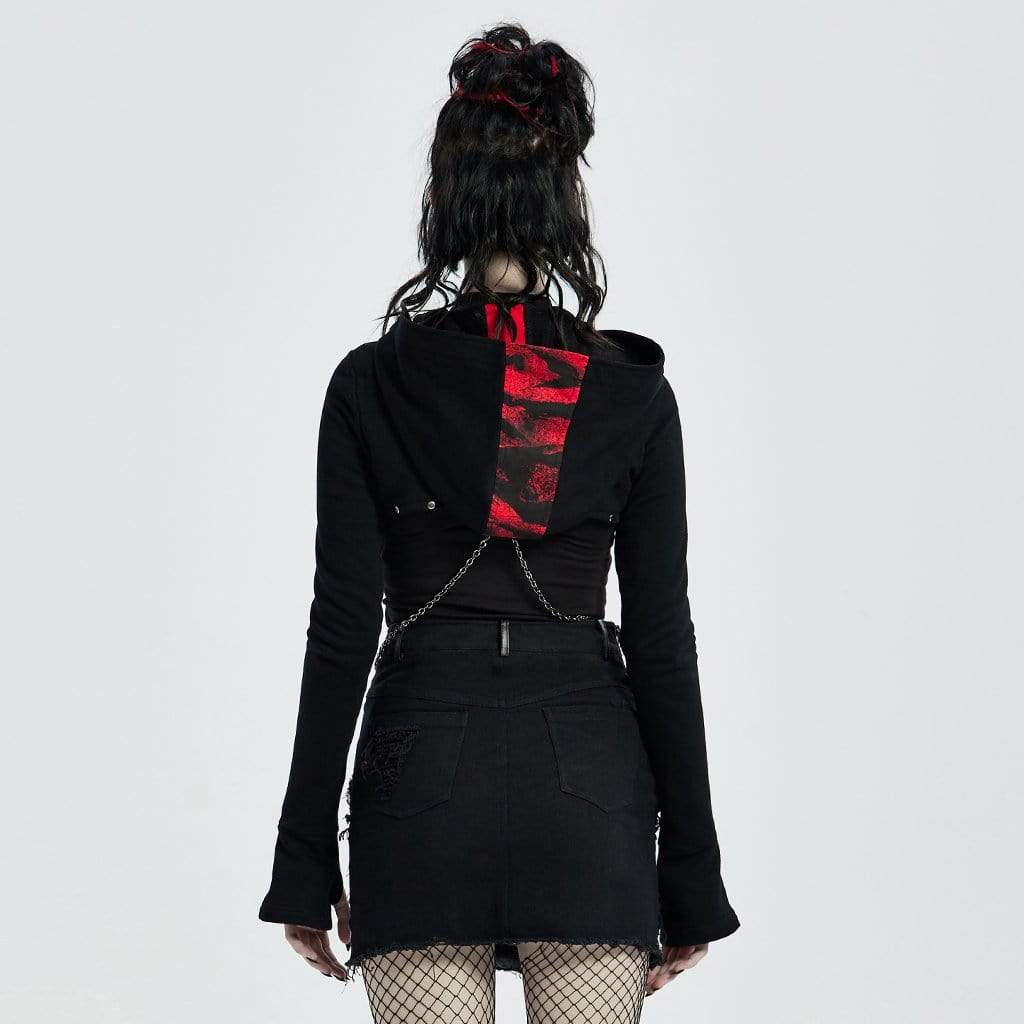 Women's Punk Double Color Hooded Cape with Chain